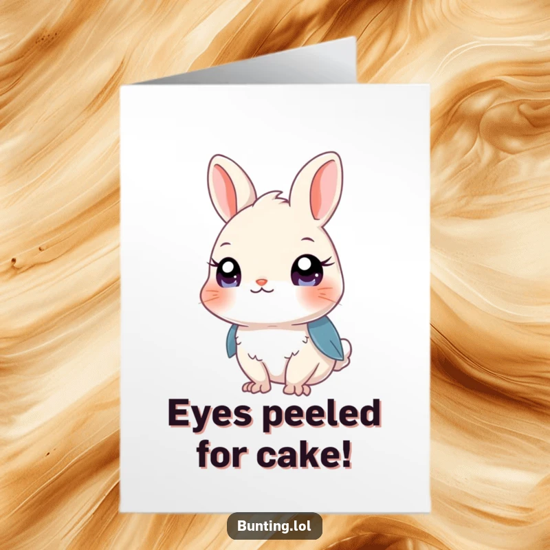 Funny Free Printable Birthday Card: A curious bunting with bright eyes peeking around, ready for fun.