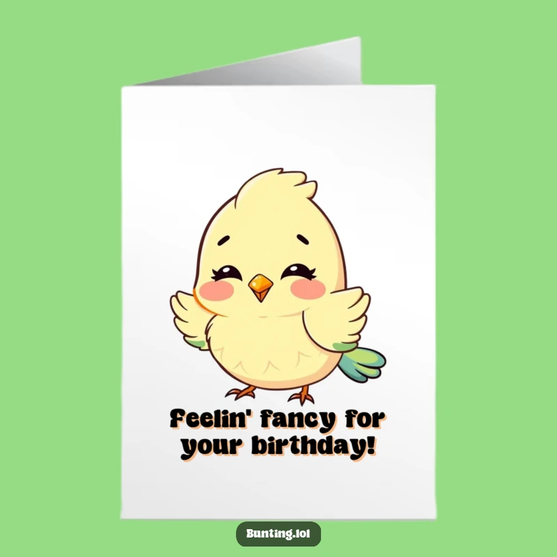 Free Printable Birthday Card: Delighted Bunting Fluffs Feathers, Downloadable & Print at Home Joy