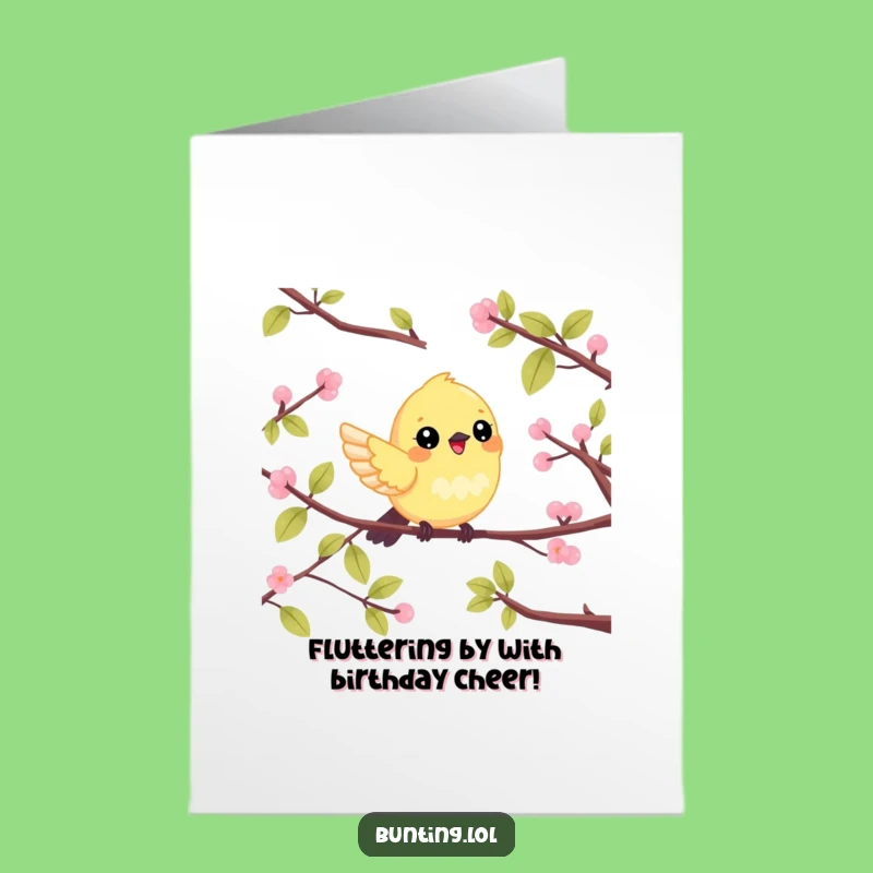 Free Printable Birthday Card: Cheerful Bunting Flitting Joyfully - Funny Downloadable Gift!