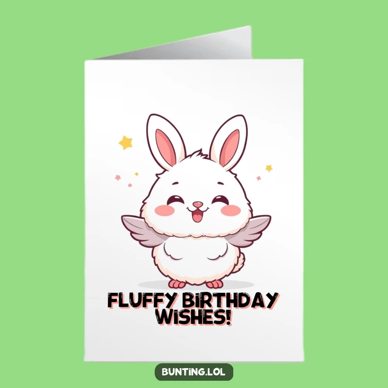 Free Printable Birthday Card: Excited Bunting Bird, Funny Downloadable Greeting for an Enthusiastic Celebration