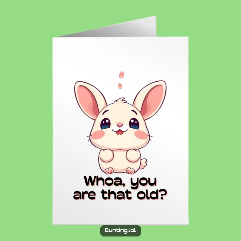 Free Printable Birthday Card: Funny Surprised Bunting Surprise - Instant Download