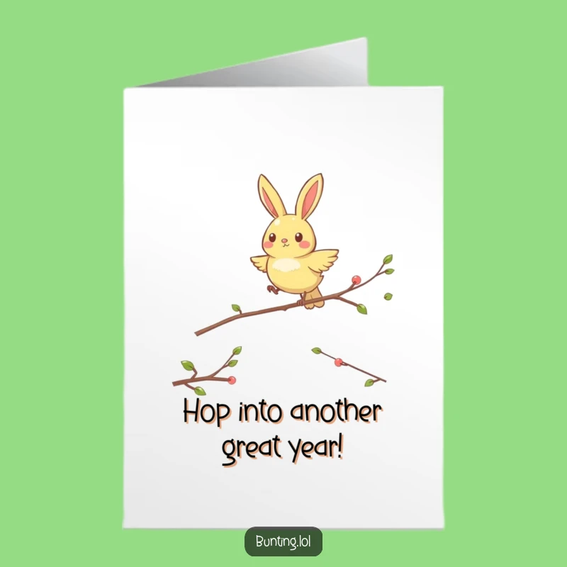 Free Printable Birthday Card: Hopping Bunting Joy, Funny Downloadable Greeting
