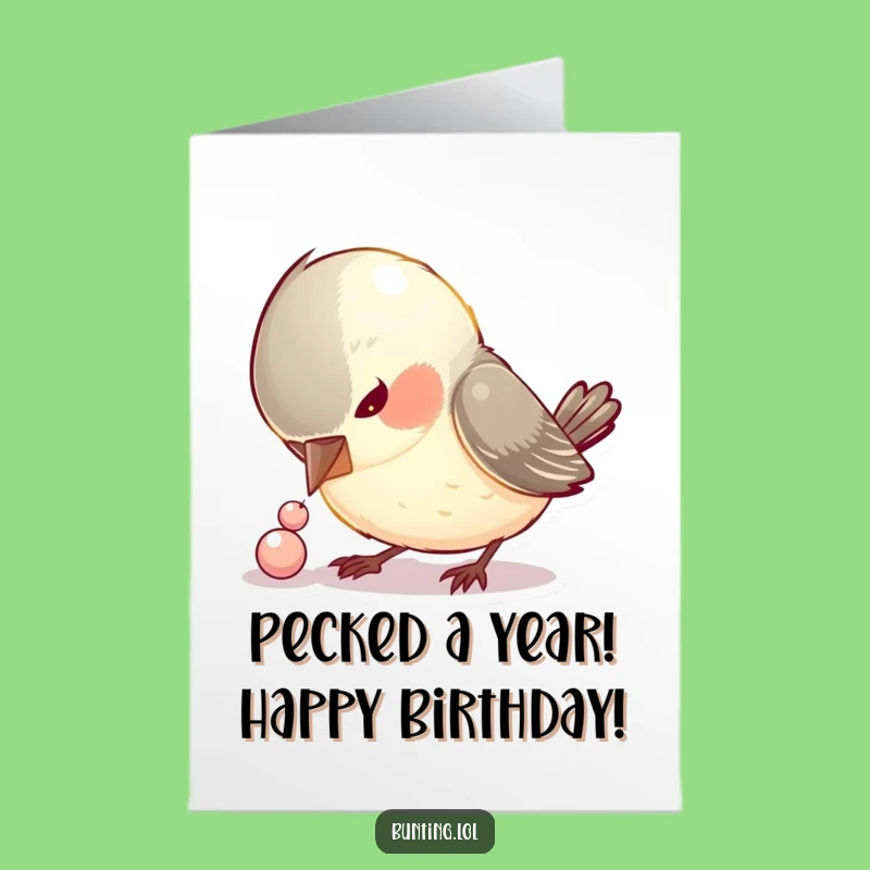 Free Printable Birthday Card: Shiny Bead Bird, Funny Downloadable Gift for Bird Lovers