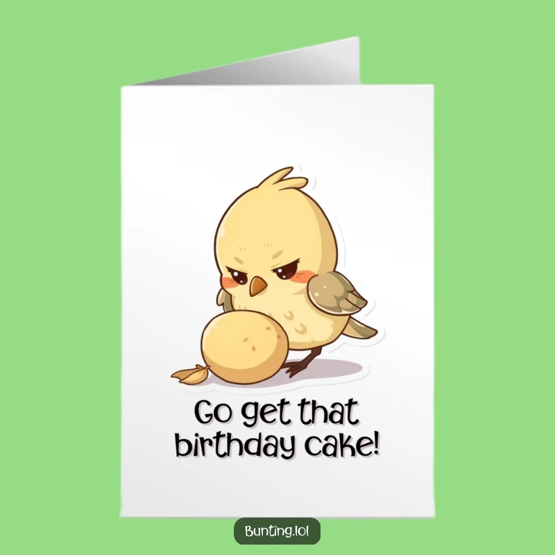 Free Printable Birthday Card: Determined Bird Feast, Downloadable Gift for Goal-Getters