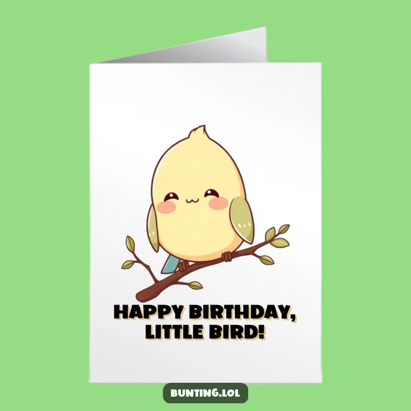 Free Printable Bunting Birthday Card: Content Bird Smile Funny Gift