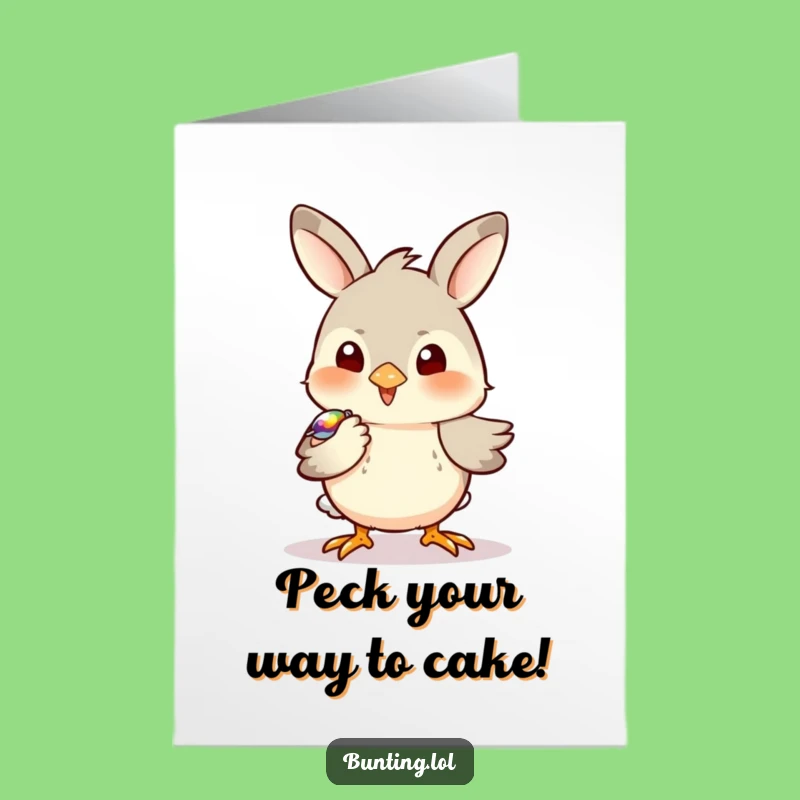 Free Printable Bunting Peck Birthday Card: Funny Downloadable Gift for Curious Birds