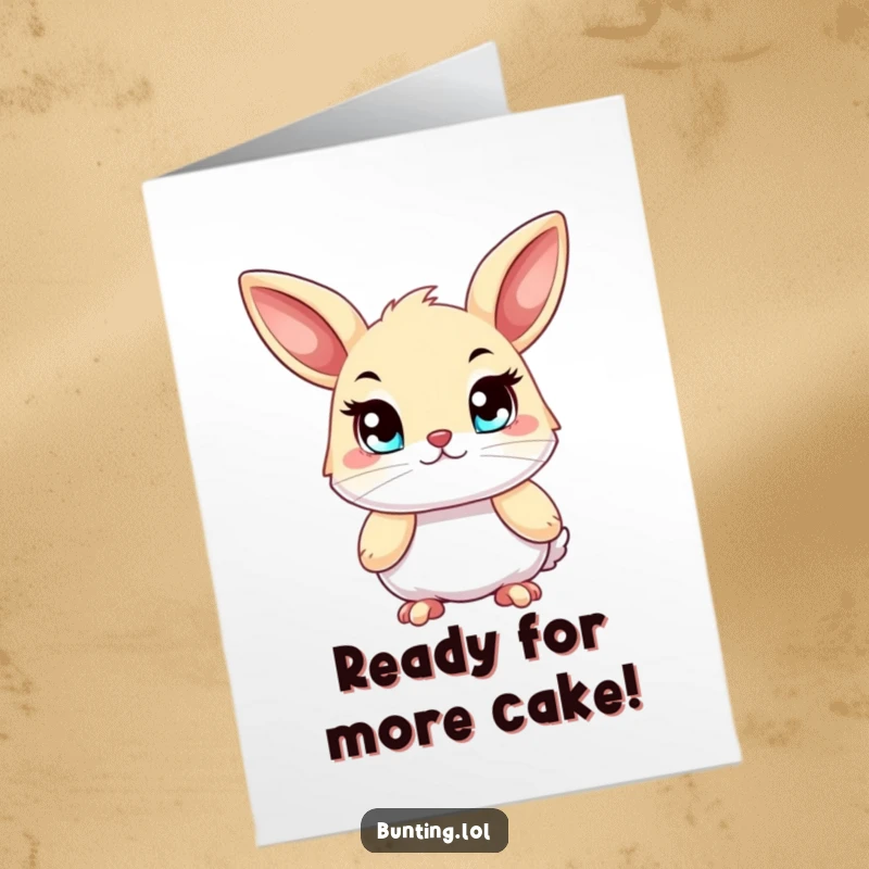 Funny Free Printable Birthday Card: A bunting with bright, determined eyes is ready to face the birthday festivities head-on.