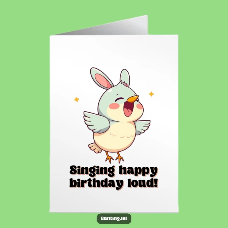 Free Printable Birthday Card: Singing Bunting, Cheerful Song, Funny DIY Digital Gift