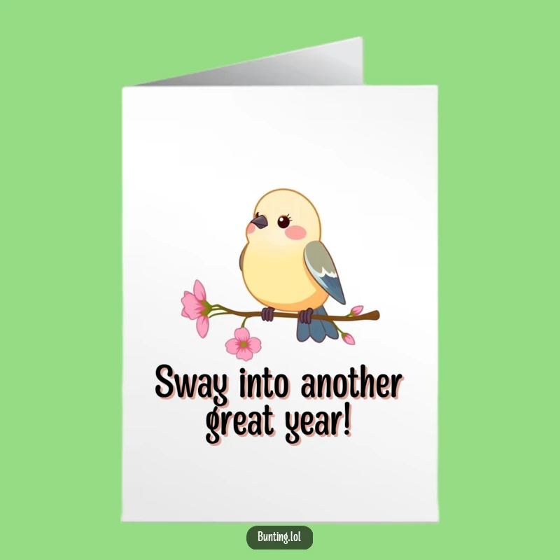 Free Printable Birthday Card: Swaying Bunting Bird - Delicate Fun