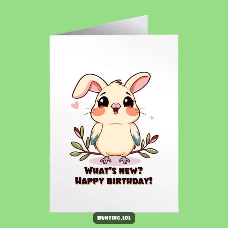 Free Printable Birthday Card: Curious Bunting, Funny Observant Design, DIY Digital Download