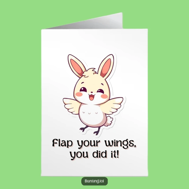Free Printable Bunting Congrats Card: Joyful Bird Flutter Funny Gift