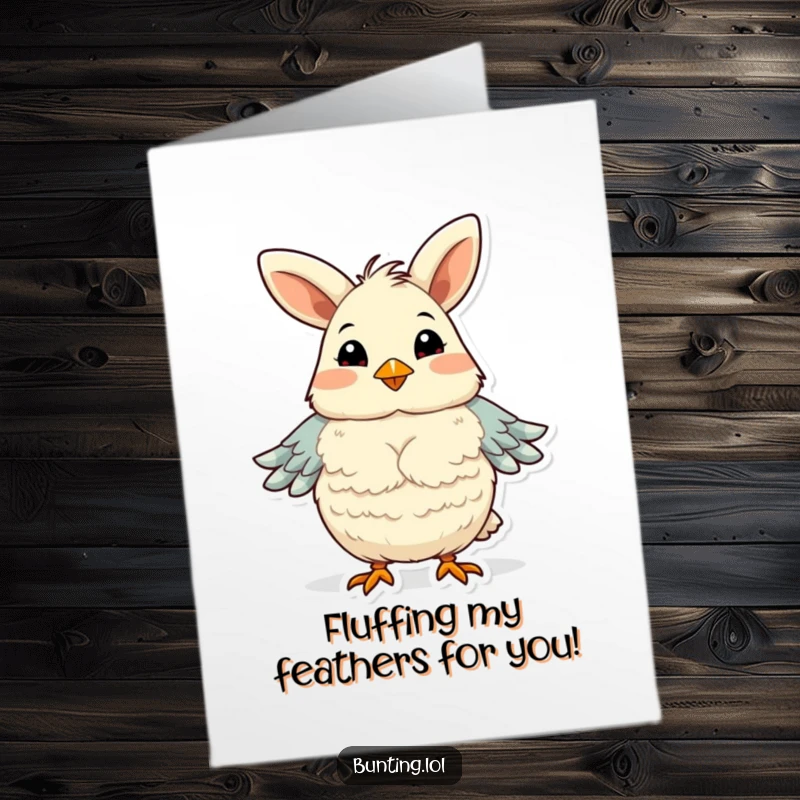 Funny Free Printable Bunting Congratulations Card: A bird puffing its chest feathers, showcasing accomplishment and great pride.