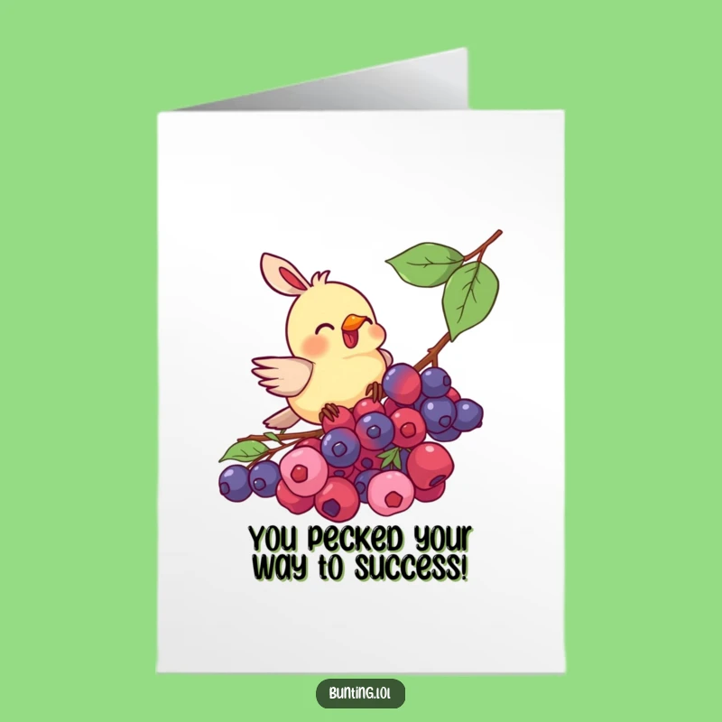 Free Printable Bunting Congrats Card: Berry Pecking Celebration Downloadable Gift
