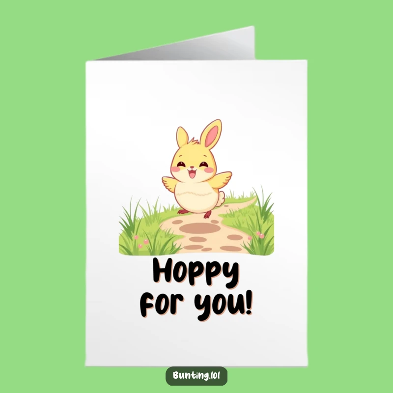 Free Printable Congrats Card: Bouncing Bunting, Humorous Downloadable Greeting for Leaping Achievements