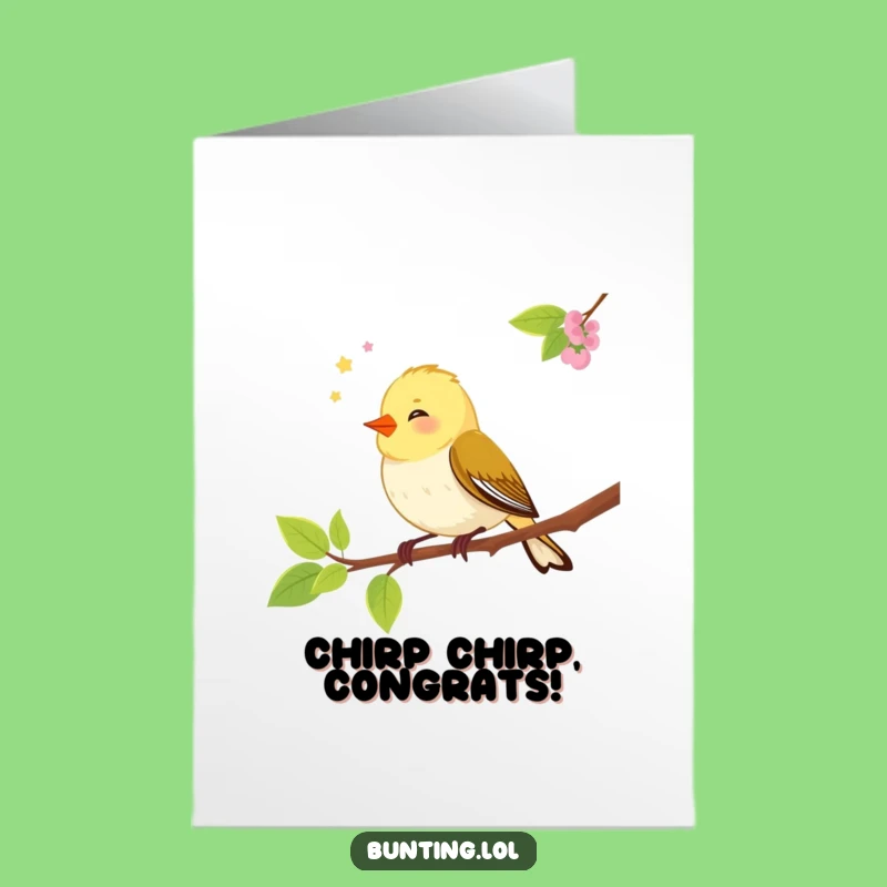 Free Printable Congrats Card: Cheerful Bunting Bird, Humorous Downloadable Greeting for Any Achievement