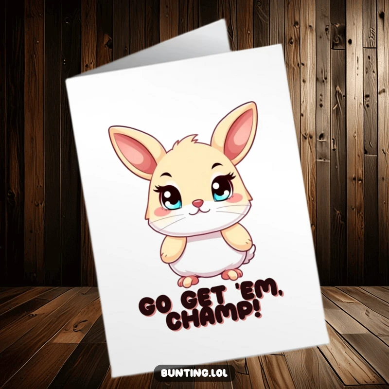 Funny Free Printable Congratulations Card: A bunting with sharp, bright eyes shows fierce determination to succeed.