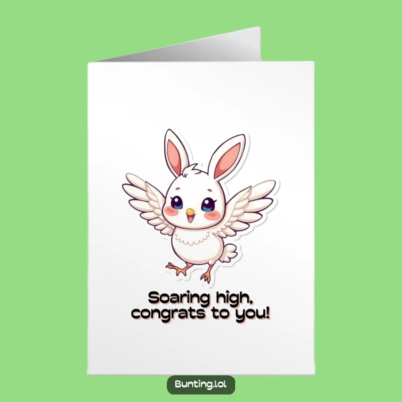 Free Printable Congrats Card: Dynamic Bunting Triumph - Funny Downloadable Gift!