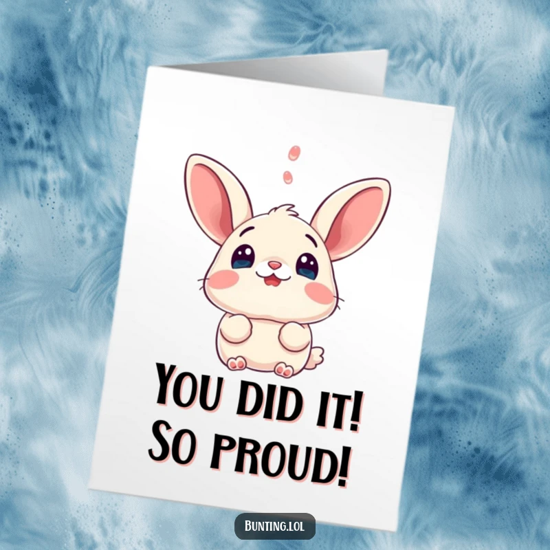 Funny Free Printable Congratulations Card: A bunting shows shock and surprise with its beak open, reacting to exciting news.