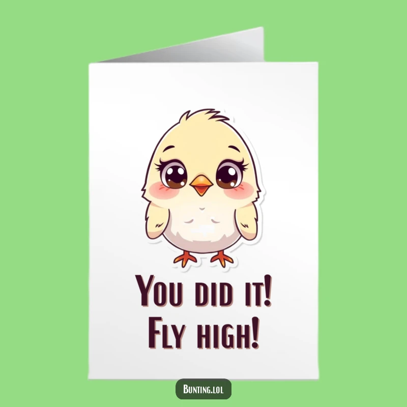 Free Printable Congrats Card: Wide-Eyed Bunting, Funny Downloadable & Print at Home Celebration