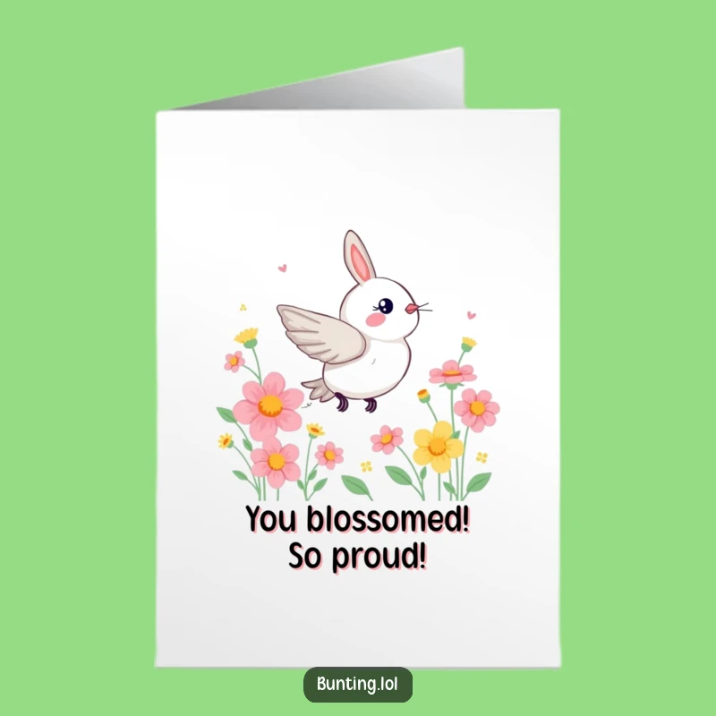 Free Printable Congrats Card: Zippy Bunting, Humorous Downloadable Gift for Blooming Success!