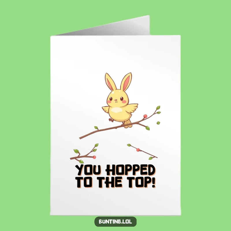 Free Printable Congratulations Card: Hopping Bunting Success, Funny Downloadable