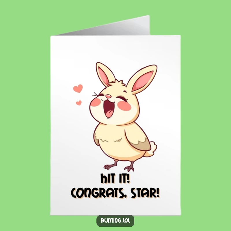 Free Printable Congrats Card: Singing Bunting Cheers Your Big Win - DIY