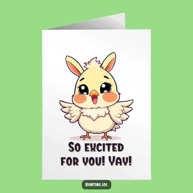 Free Printable Bunting Fluff Congrats Card: Funny Downloadable Gift for Exciting News