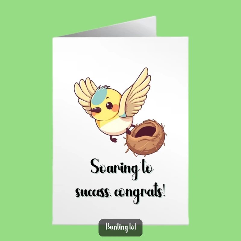 Free Printable Congrats Card: Determined Bunting, Focused Goal, Humorous DIY Download