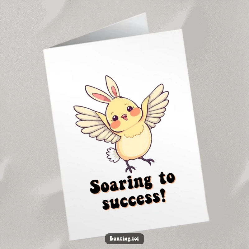 Free Printable Congratulations Card: A bunting bird in a graceful wing stretch, celebrating your magnificent accomplishments.
