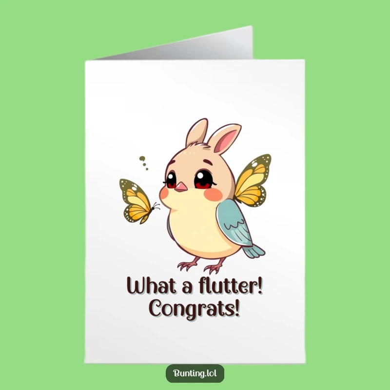 Free Printable Congrats Card: Curious Bunting Butterfly Funny Downloadable Gift