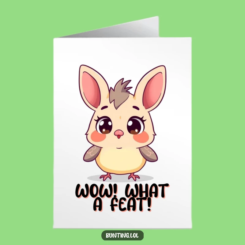 Free Printable Congratulations Card: Wide-Eyed Bunting Cheers, Funny Downloadable