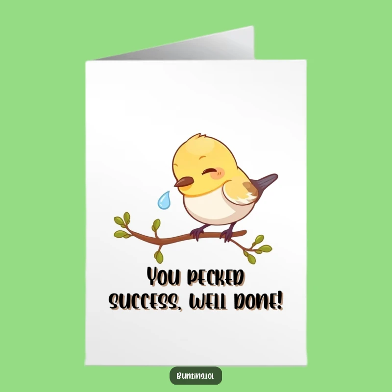 Free Printable Congrats Card: Bunting's Dewdrop Delight for Your Success