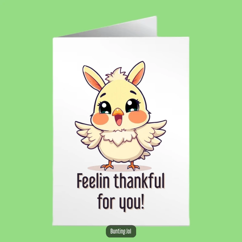 Free Printable Bunting Fluff Thank You Card: Funny Downloadable Gift for Showing Gratitude