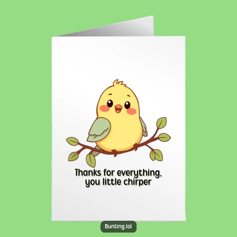 Free Printable Thank You Card: Bunting Chirps Gratitude, Funny Downloadable Note