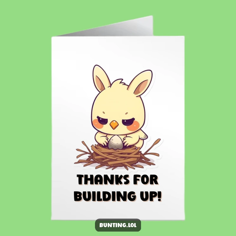 Free Printable Thank You Card: Bunting Nest Building Funny Downloadable Gift