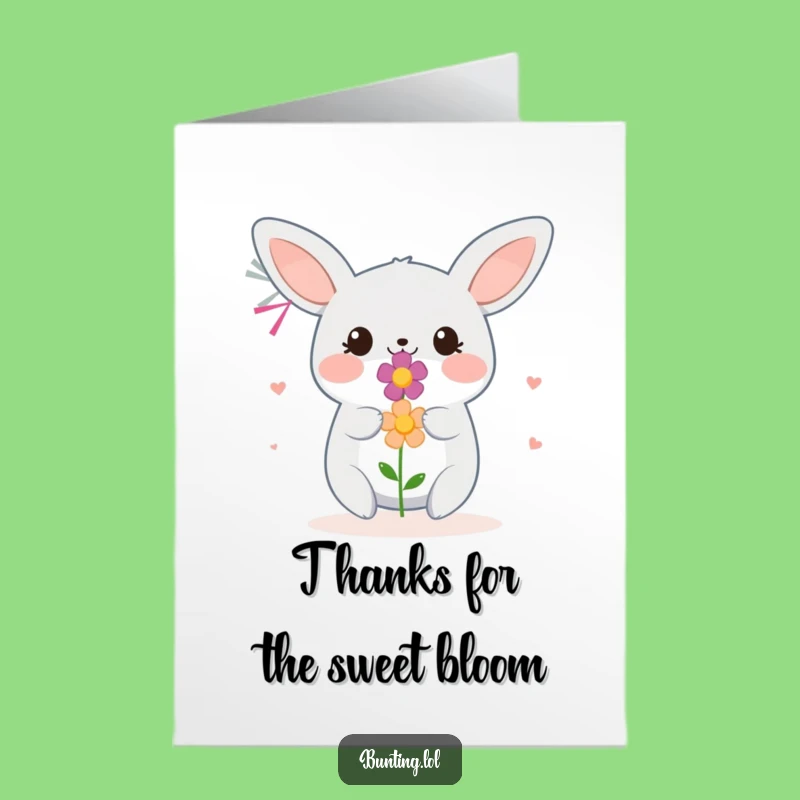 Free Printable Thank You Card: Bunting's Flower Smile for Your Gratitude