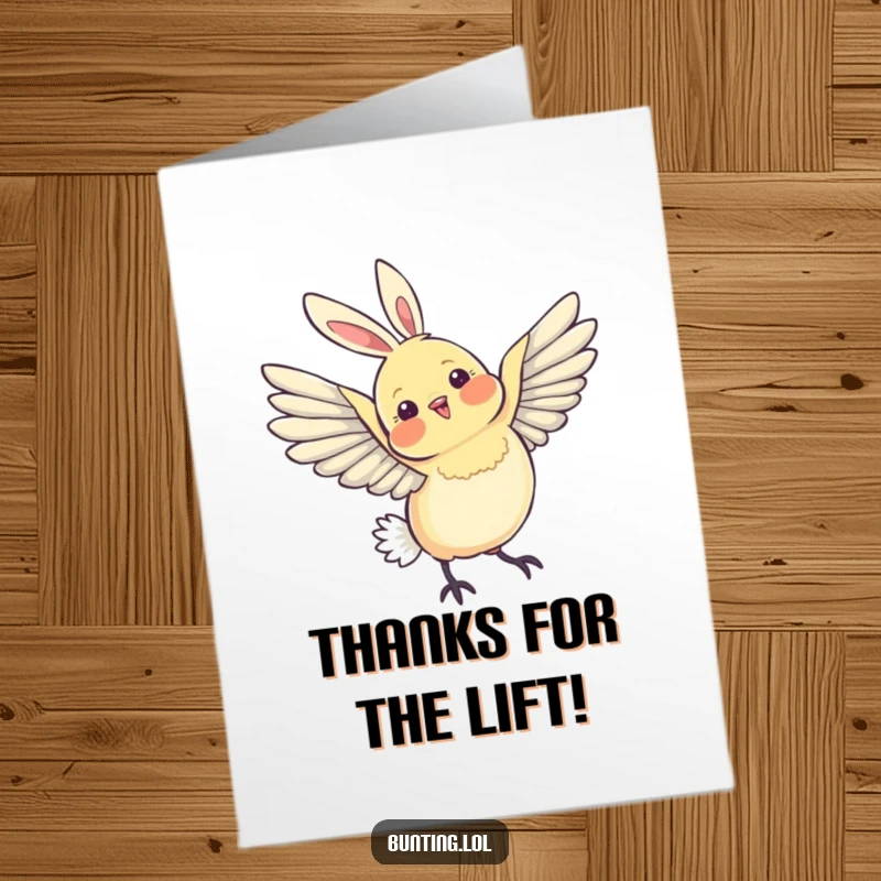 Free Printable Thank You Card: A bunting bird extending its wings gracefully, a beautiful symbol of appreciation.