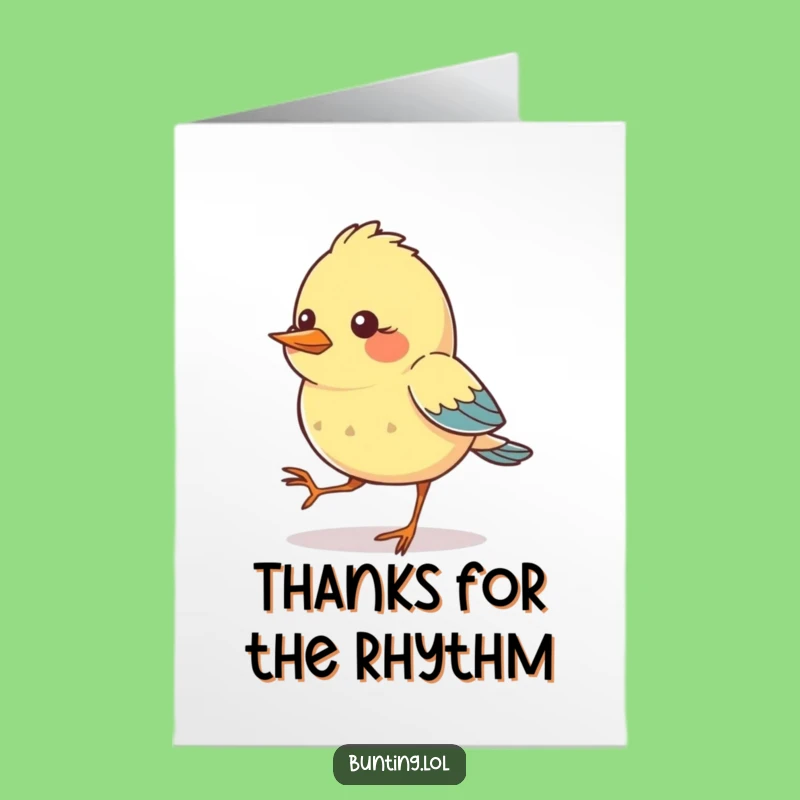 Free Printable Thank You Card: Tapping Bird Beat, Downloadable Art for Rhythmic Gratitude