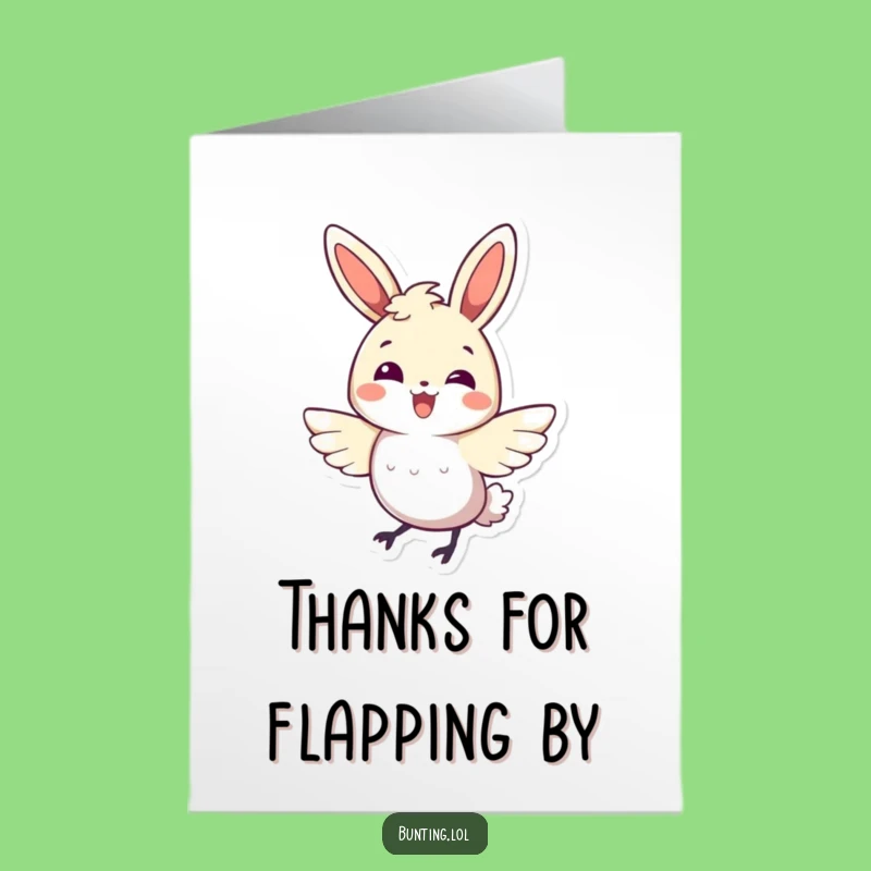 Free Printable Bunting Thank You Card: Joyful Bird Flutter Funny Gift