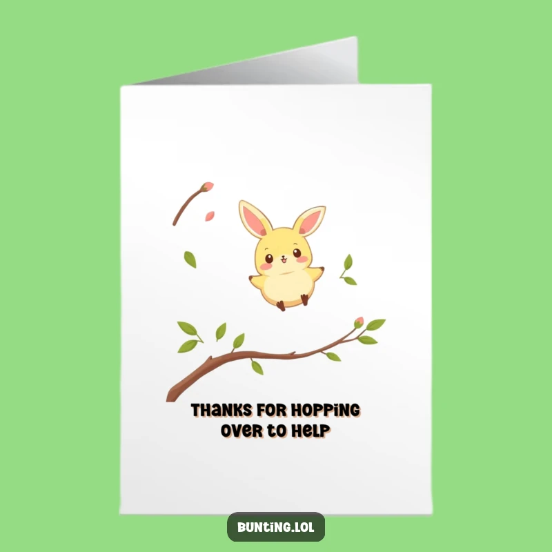 Free Printable Bunting Thank You Card: Funny Hopping Bird Downloadable Gift