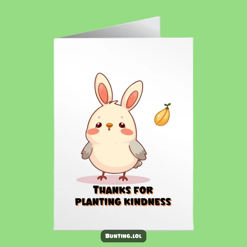 Free Printable Thank You Card: Surprised Bunting, Funny Downloadable Gift for Amusing Thanks!