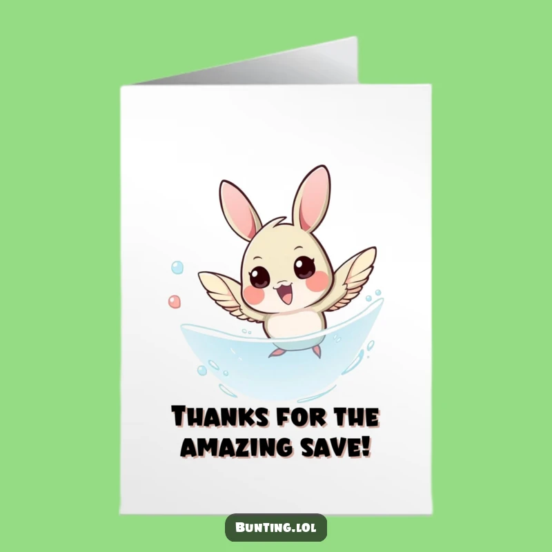 Free Printable Bunting Dive Thank You Card: Funny Downloadable Gift for Gratitude