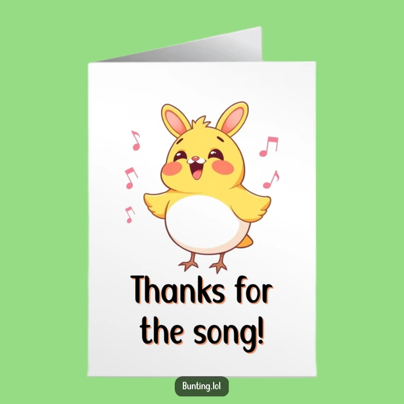 Free Printable Thank You Card: Bunting Sings Gratitude - Downloadable & Print at Home