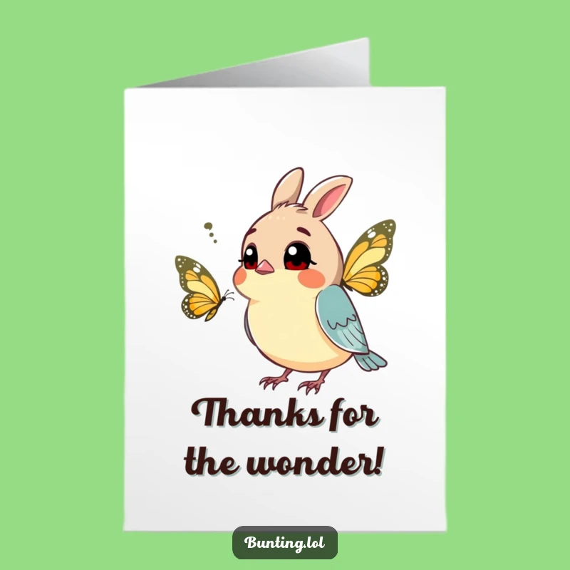 Free Printable Thank You Card: Bunting Butterfly Funny Downloadable Gift