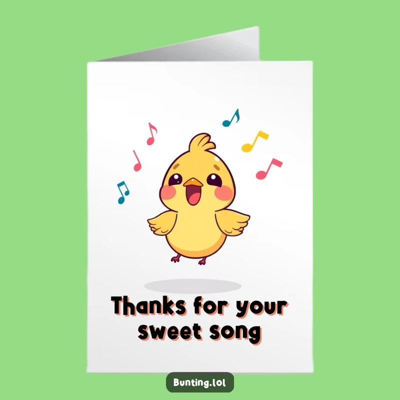 Free Printable Thank You Card: Singing Bird Gratitude, Downloadable Art for Appreciation