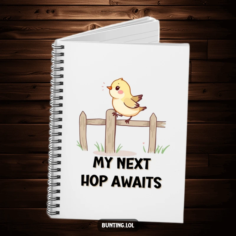 Funny Notebook: A small, vibrant bird hops energetically on a fence post, perfect for capturing humorous thoughts.