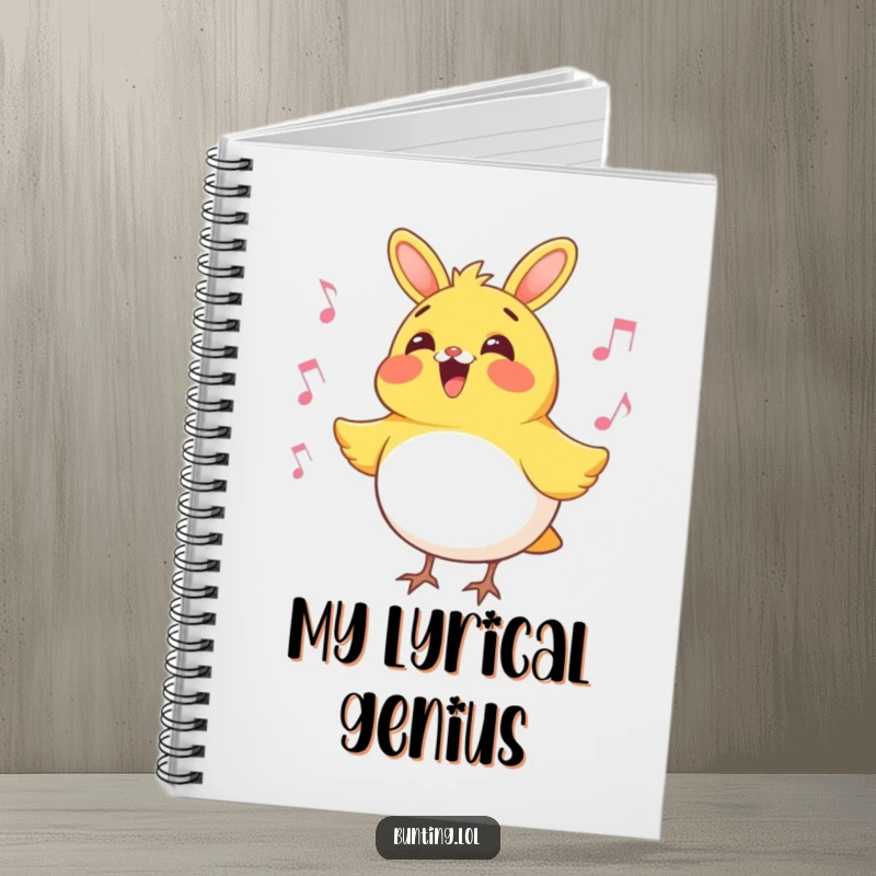 Funny bunting bird notebook featuring a happy bunting character singing, its cheerful tune inspiring notes, doodles, and humorous thoughts on every page.