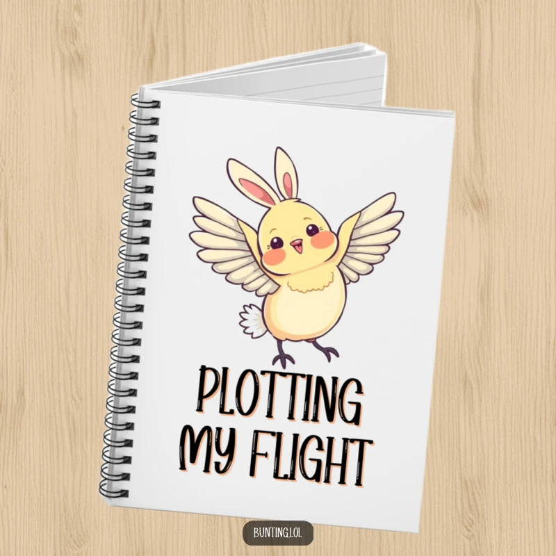 Funny Notebook cover showcasing a bunting bird's graceful wing stretch in an arc, ideal for elegant note-taking.