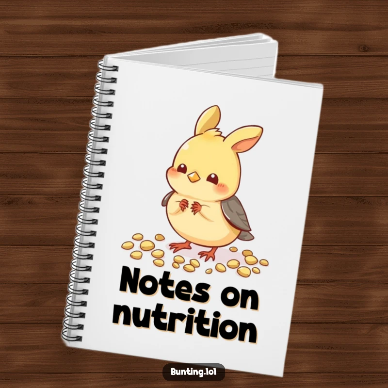 Funny Pecking Bunting Notebook: Cute bunting bird focused on pecking seeds, perfect for jotting down funny thoughts.