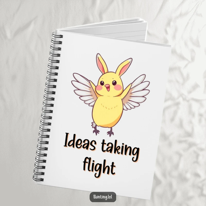 Funny Bunting Notebook with a bird stretching its wings gracefully, ideal for journaling and creative note-taking.